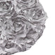 Silver Satin Rosette Spandex Stretch Banquet Chair Cover, Fitted Chair Cover