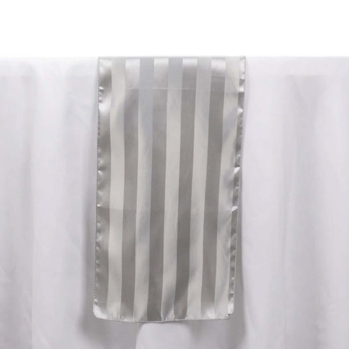 12x108inch Silver Satin Stripe Table Runner, Elegant Tablecloth Runner