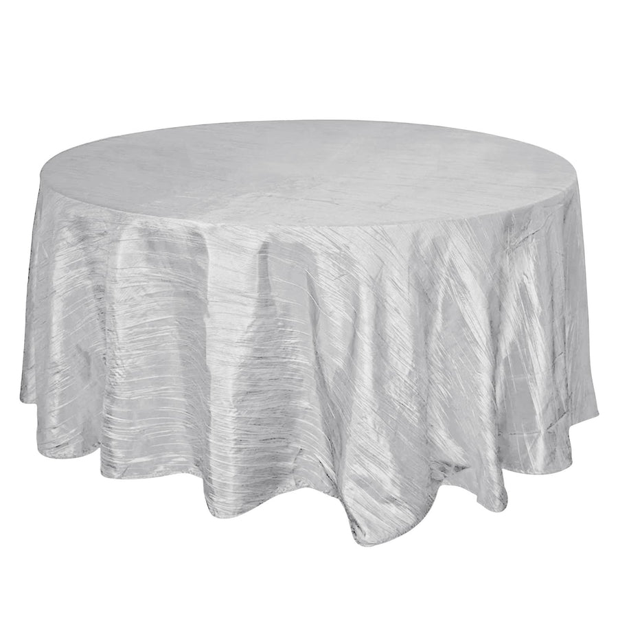 120inch Silver Accordion Crinkle Taffeta Round Tablecloth