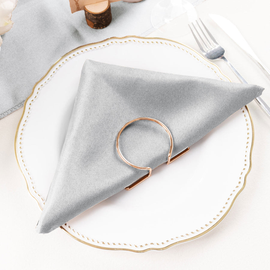 5 Pack | Silver Seamless Cloth Dinner Napkins, Reusable Linen | 20inchx20inch