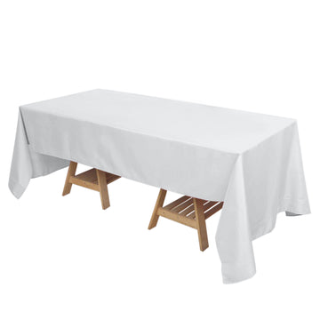 72"x120" Silver Seamless Polyester Rectangle Tablecloth, Reusable Linen Tablecloth