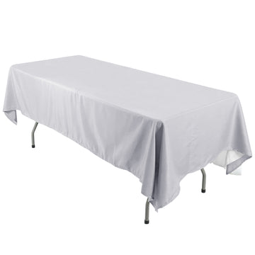 60"x126" Silver Seamless Polyester Rectangular Tablecloth