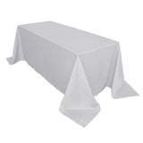 90"x132" Silver Polyester Rectangular Tablecloth