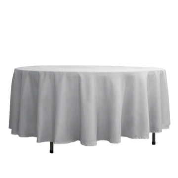 108" Silver Seamless Polyester Round Tablecloth