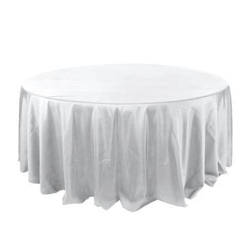 132" Silver Seamless Polyester Round Tablecloth