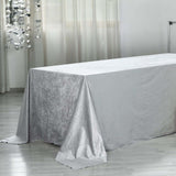 90inch x 156inch Silver Seamless Premium Velvet Rectangle Tablecloth, Reusable Linen