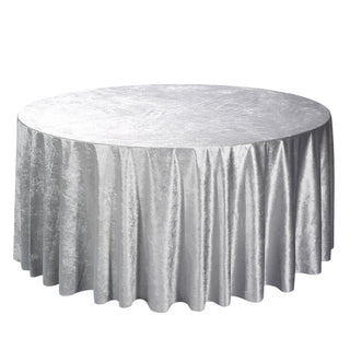 Luxury and Versatility with the 120" Silver Seamless Velvet Tablecloth