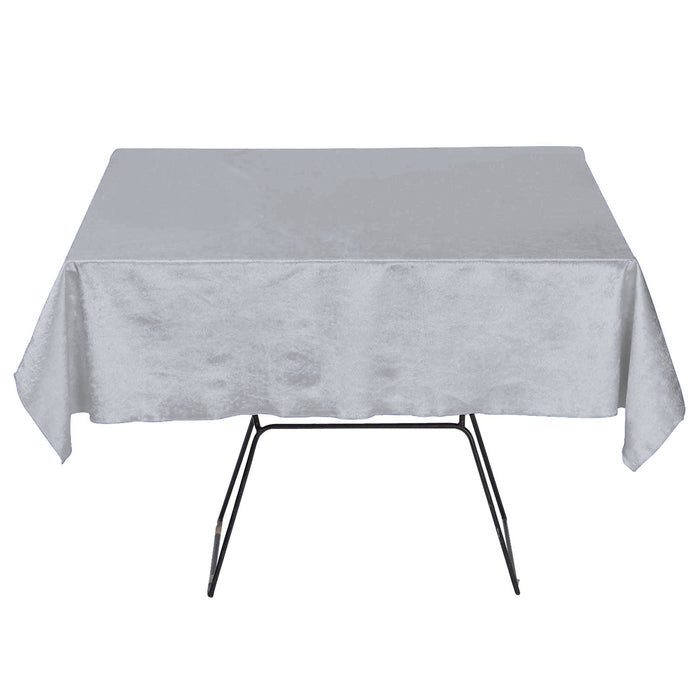 54inch x 54inch Silver Seamless Premium Velvet Square Tablecloth, Reusable Linen