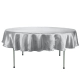 90 inch Silver Satin Round Tablecloth