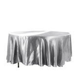 108" Silver Satin Round Tablecloth