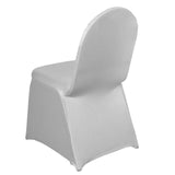 Silver Spandex Stretch Fitted Banquet Slip On Chair Cover 160 GSM