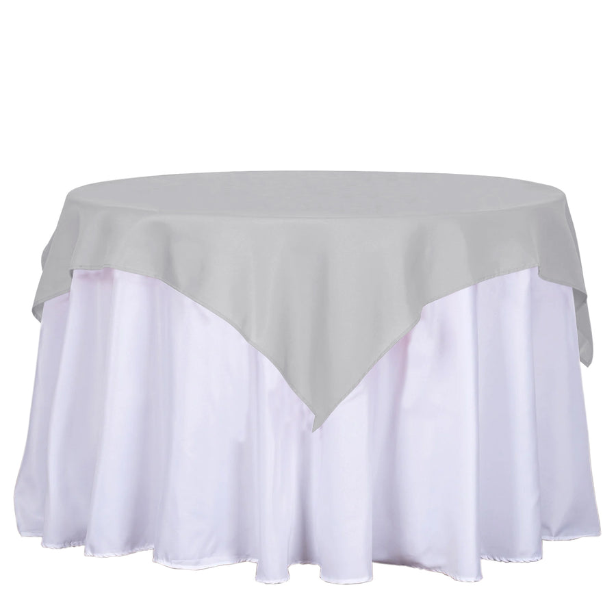 54 inch Silver Square Polyester Table Overlay