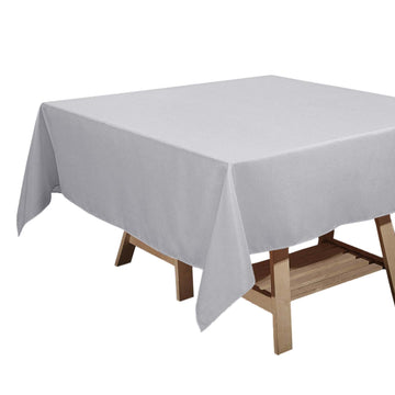 70"x70" Silver Square Seamless Polyester Tablecloth