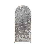 5ft Sparkly Silver Big Payette Sequin Fitted Wedding Arch Cover for Round Chiara Backdrop#whtbkgd