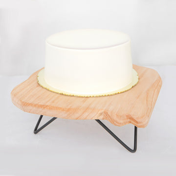 12" Square Natural Wood Slice Cake Cupcake Stand, Cheese Board Serving Tray, Rustic Wooden Centerpiece With Hairpin Legs