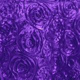 Purple satin fabric with rose patterns for elegant decor. #whtbkgd