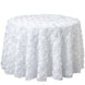 132inch White Grandiose Rosette 3D Satin Round Tablecloth