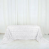 90"x156" WHITE Wholesale Grandiose Rosette 3D Satin Tablecloth For Wedding Party Event Decoration