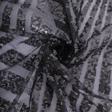 120inch Black Seamless Diamond Glitz Sequin Round Tablecloth#whtbkgd
