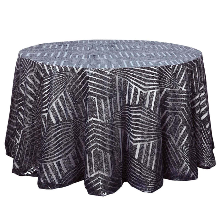 120inch Black Seamless Diamond Glitz Sequin Round Tablecloth