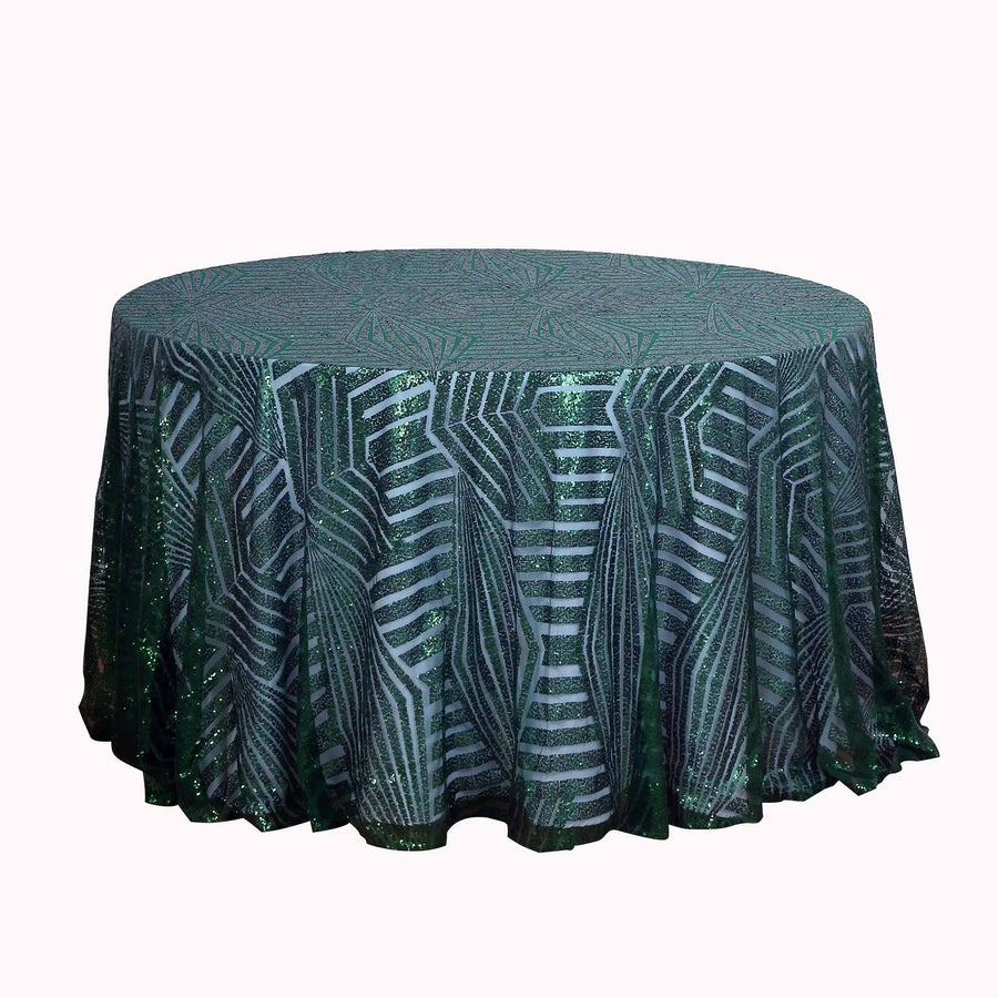 120inch Hunter Emerald Green Seamless Diamond Glitz Sequin Round Tablecloth