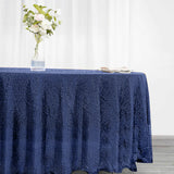 108" Navy Blue Premium Sequin Round Tablecloth