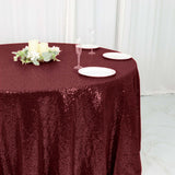 120" Burgundy Premium Sequin Round Tablecloth