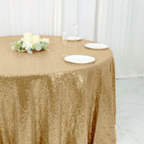 120" Champagne Premium Sequin Round Tablecloth