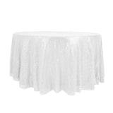 120" White Premium Sequin Round Tablecloth