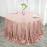 132inch Blush/Rose Gold Premium Sequin Round Tablecloth, Sparkly Tablecloth