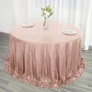 Elevate Your Event with the Rose Gold Sequin Tablecloth