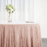 132inch Blush/Rose Gold Premium Sequin Round Tablecloth, Sparkly Tablecloth