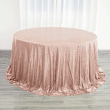 132inch Blush/Rose Gold Premium Sequin Round Tablecloth, Sparkly Tablecloth