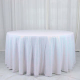 132inch Iridescent Blue Premium Sequin Round Tablecloth, Sparkly Tablecloth