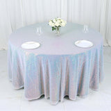 132inch Iridescent Blue Premium Sequin Round Tablecloth, Sparkly Tablecloth