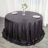 132inch Black Premium Sequin Round Tablecloth, Sparkly Tablecloth