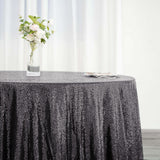 132inch Black Premium Sequin Round Tablecloth, Sparkly Tablecloth