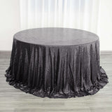 132inch Black Premium Sequin Round Tablecloth, Sparkly Tablecloth