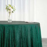 132Inches Hunter Emerald Green Premium Sequin Round Tablecloth, Sparkly Tablecloth