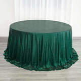 132Inches Hunter Emerald Green Premium Sequin Round Tablecloth, Sparkly Tablecloth