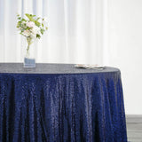 132inch Navy Blue Premium Sequin Round Tablecloth, Sparkly Tablecloth