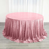 132inch Pink Premium Sequin Round Tablecloth, Sparkly Tablecloth