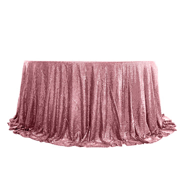 132" Pink Seamless Sequin Round Tablecloth, Sparkly Tablecloth