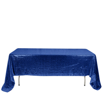 Sequin 60"x126" Rectangle Tablecloth Royal Blue - Glittering Finish Table Cover