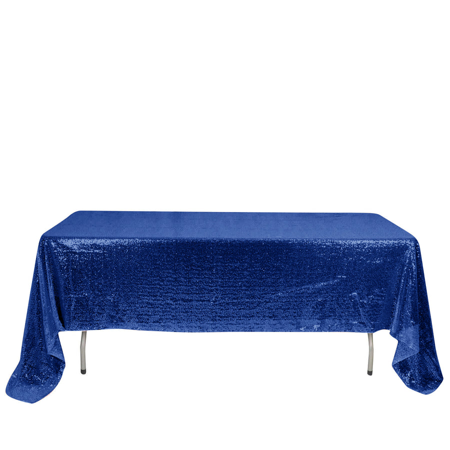 60"x126" Royal Blue Premium Sequin Rectangle Tablecloth