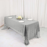 60"x126" Silver Premium Sequin Rectangle Tablecloth