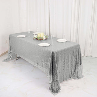 Elevate Your Event with the Silver Sequin Tablecloth