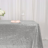 60"x126" Silver Premium Sequin Rectangle Tablecloth