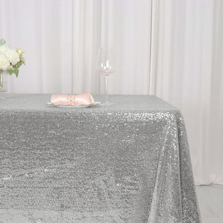 Create a Dazzling Ambiance with the Silver Sequin Tablecloth