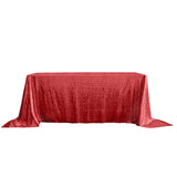 90 inch x 132 inch Red Premium Sequin Rectangle Tablecloth